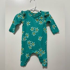 Tea Collection Teal Daisy Print Footie